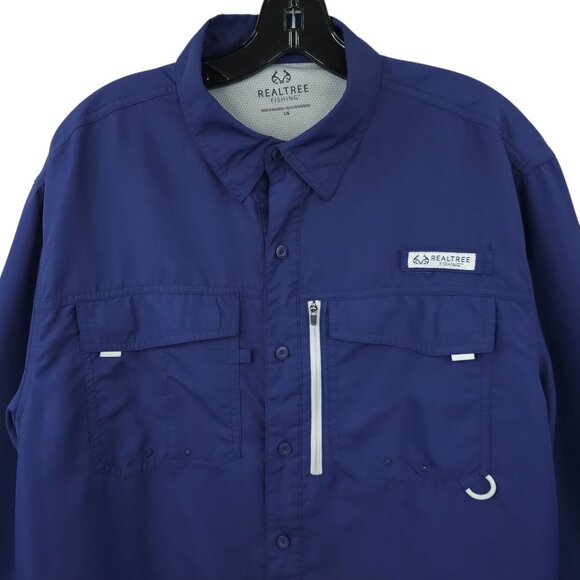Realtree Fishing Shirt Men L Performance Vented Back Flap Pockets Long Sleeve - Picture 11 of 16